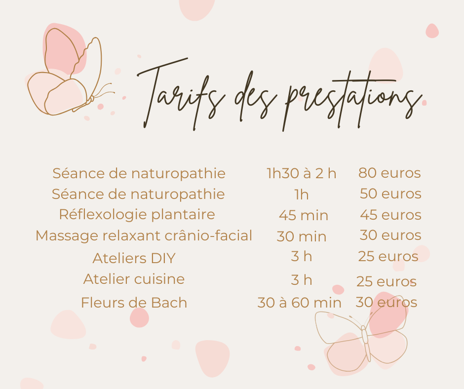 tarifs des prestations